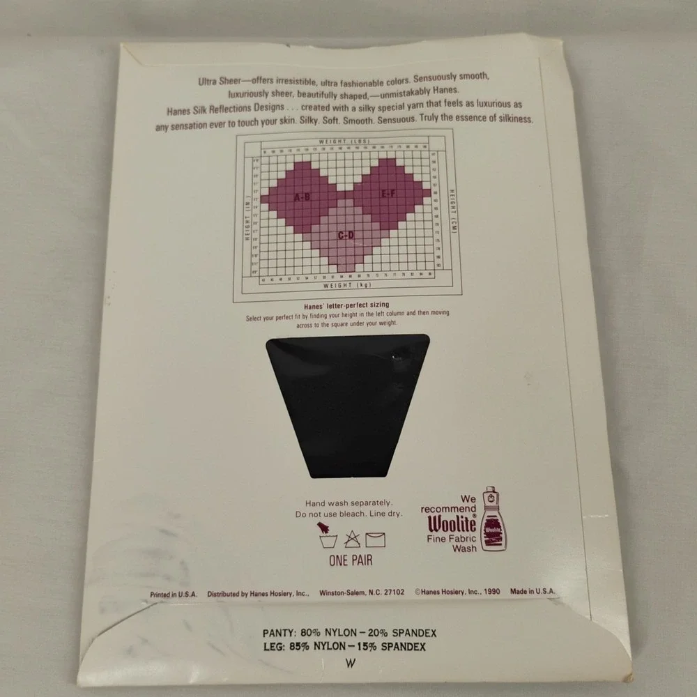 Hanes 1990 Silk Reflections Silky Dots Control Top 741 AB Classic Navy Pantyhose